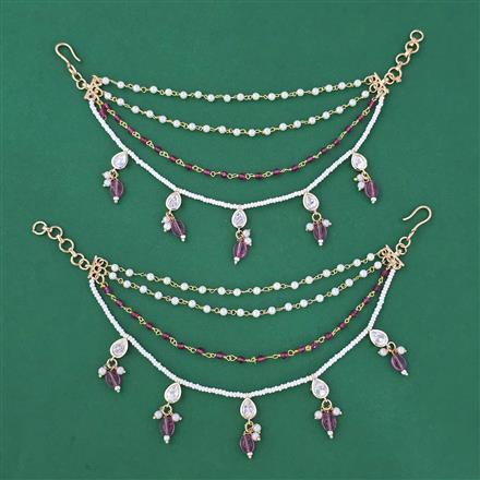 Kundan Pearl Ear Chain with Carat Plating