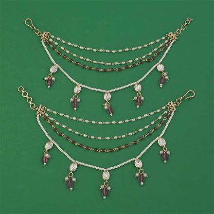 Kundan Pearl Ear Chain with Carat Plating