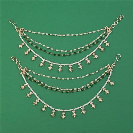 Kundan Pearl Ear Chain with Carat Plating