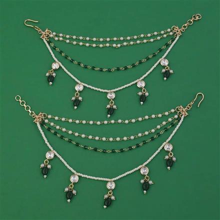 Kundan Pearl Ear Chain with Carat Plating