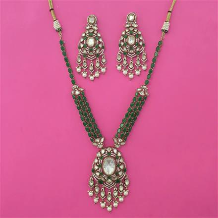 Kundan Pearl Necklace with Mehndi Plating