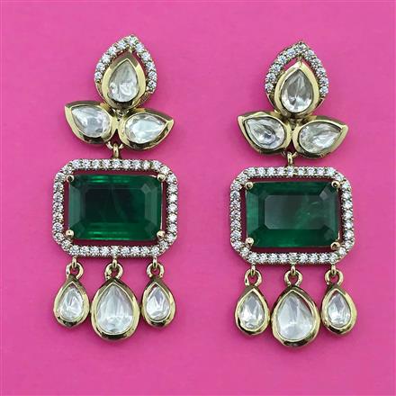 Kundan Classic Earring with Mehndi Plating
