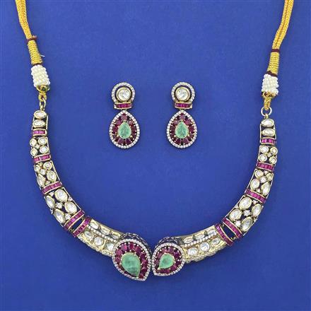Kundan Classic Necklace with Mehndi Plating