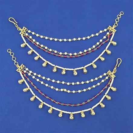 Kundan Pearl Ear Chain with Carat Plating
