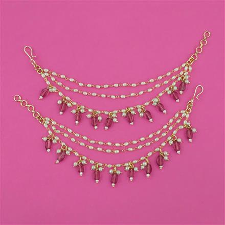 Kundan Pearl Ear Chain with Carat Plating