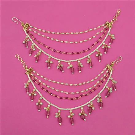Kundan Pearl Ear Chain with Carat Plating