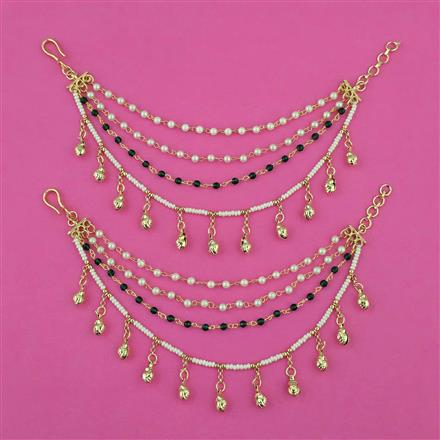 Kundan Pearl Ear Chain with Carat Plating