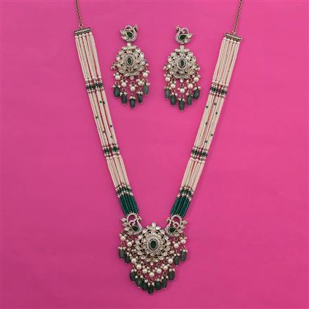 Kundan Pearl Necklace With Mehndi Plating