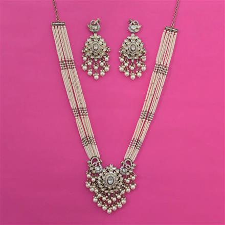 Kundan Pearl Necklace With Mehndi Plating
