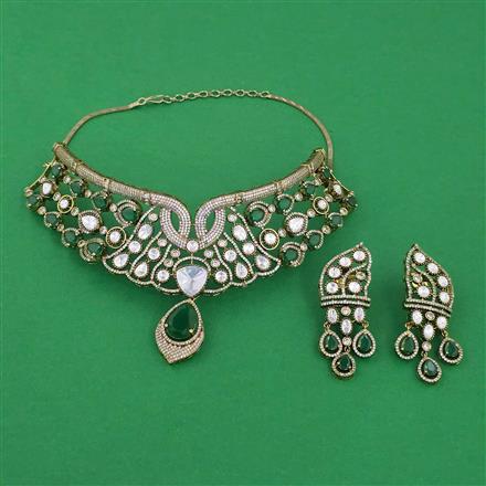Kundan Choker Necklace with Mehndi Plating