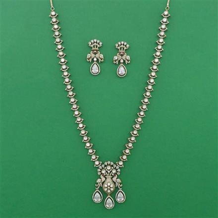 Kundan Long Necklace with Mehndi Plating