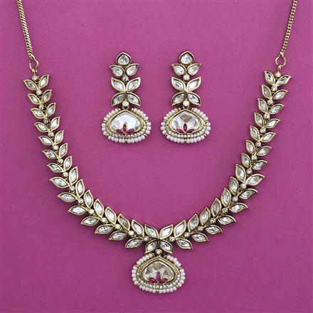 Kundan Pearl Necklace with Mehndi Plating