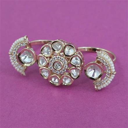 Kundan Pearl Ring With Carat Plating