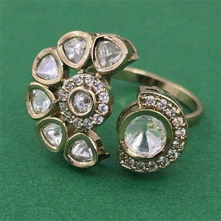 Kundan Classic Ring With Mehndi Plating