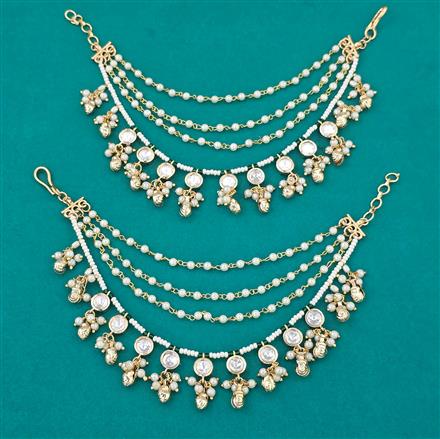 Kundan Pearl Ear Chain with Carat Plating