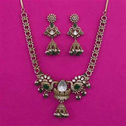Kundan Birds Necklace with Mehndi Plating