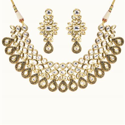 Kundan Fusion Necklace with gold plating