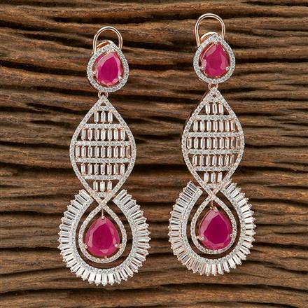 Cz Long Earring with Rose Gold plating