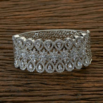 Cz Broad Kada with Rhodium plating