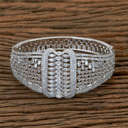 Cz Classic Kada With Rhodium Plating