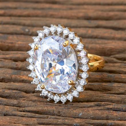 Cz Classic Ring With 2 Tone Plating