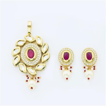 Kundan Fusion Pendant Set with gold plating