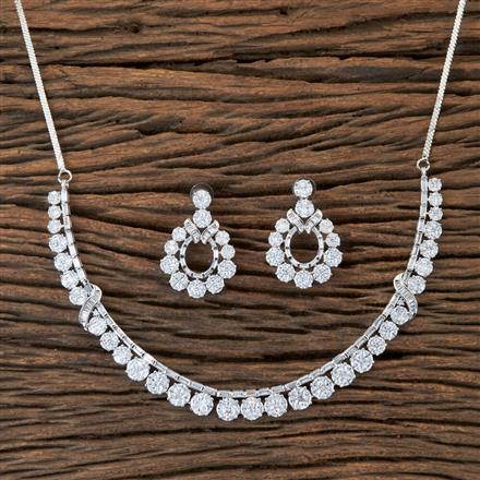 Cz Classic Necklace With Rhodium Plating