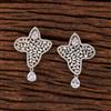 Cz Short Earring With Rhodium Plating