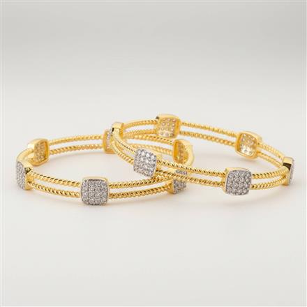 Cz Classic Bangles With 2 Tone Plating