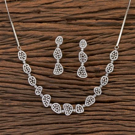 Cz Classic Necklace With Rhodium Plating