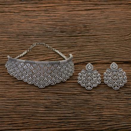 Cz Mukut Necklace With Black Plating