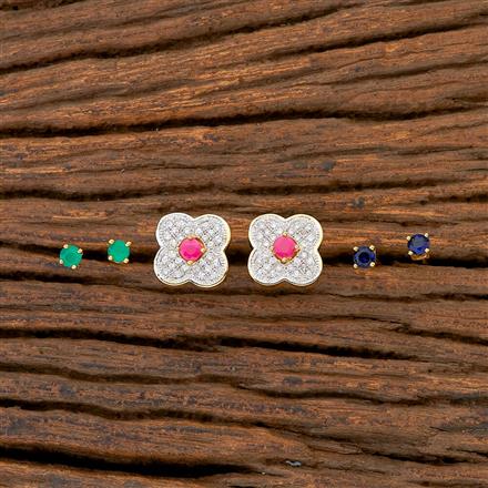 Cz Changeable Stone Earring With 2 Tone Plating