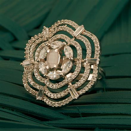 Cz Classic Ring With Rhodium Plating