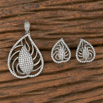 Cz Classic Pendant Set With Black Plating