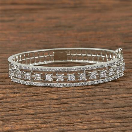 Cz Classic Kada With Rhodium Plating