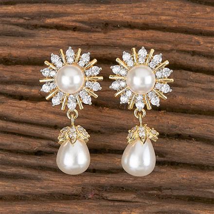 Cz Short Earring With 2 Tone Plating