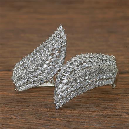 Cz Classic Kada With Rhodium Plating