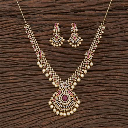 Cz South Indian Necklace With Gold Plating