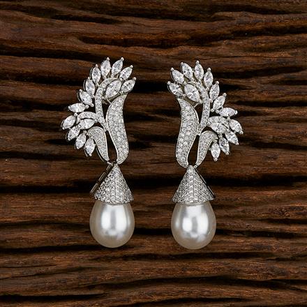 Cz Short Earring With Rhodium Plating