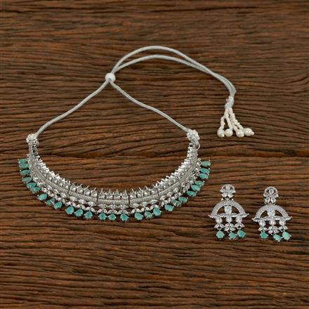 Cz Choker Necklace With Rhodium Plating