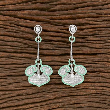 Cz Classic Earring With Rhodium Plating