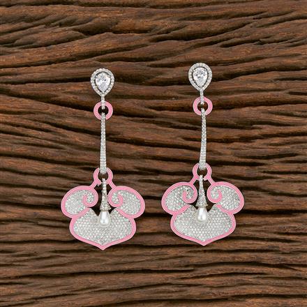 Cz Classic Earring With Rhodium Plating