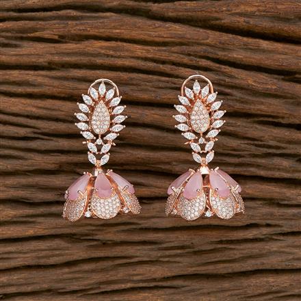Cz Jhumkis With Rose Gold Plating