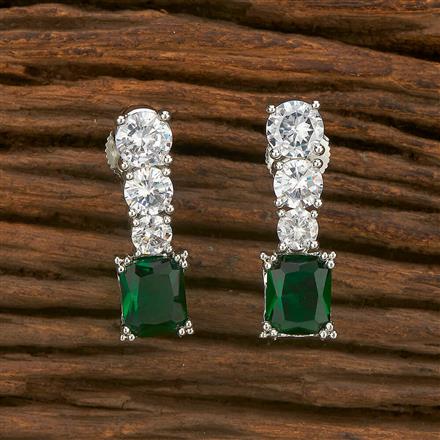 Cz Short Earring With Rhodium Plating