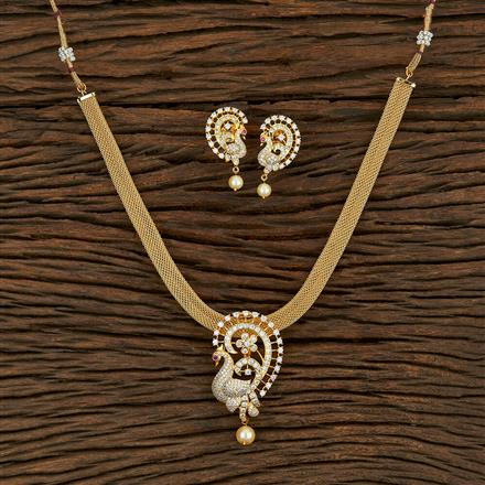 Cz Peacock Pendant Set With Gold Plating