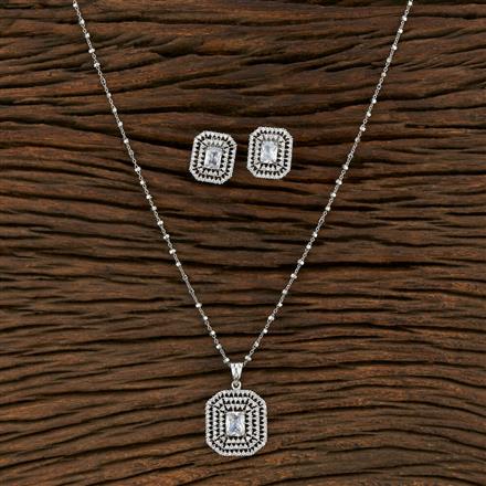 Cz Classic Pendant Set With Rhodium Plating