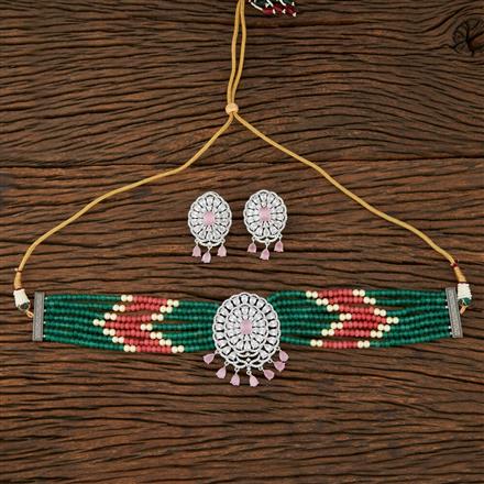 Cz Choker Designer Necklace With Rhodium Plating