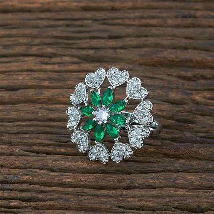 Cz Classic Ring With Rhodium Plating