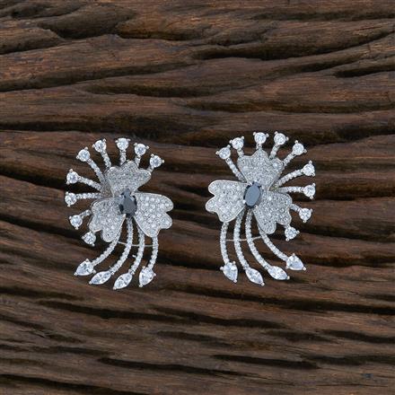 Cz Short Earring With Rhodium Plating