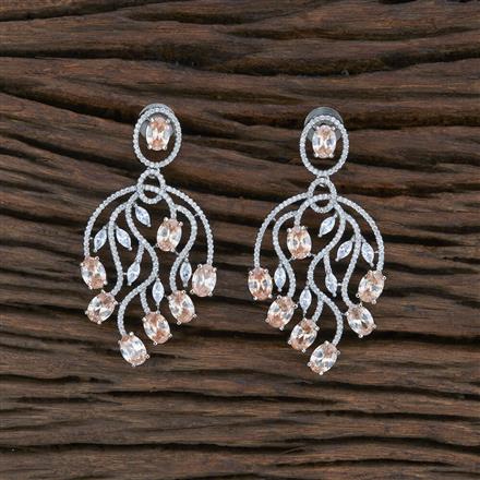 Cz Classic Earring With Rhodium Plating